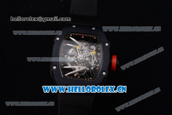 Richard Mille RM027-2 Miyota 9015 Automatic PVD Case with Skeleton Dial Dot Markers and Black Nylon Strap - Click Image to Close